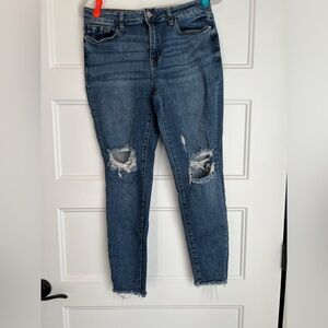 Judy Blue size 11/30 raw hem, skinny fit, distressed jeans.